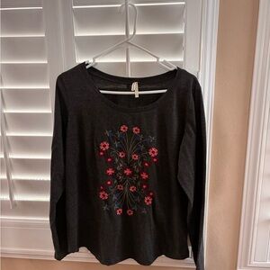 Floral Embroidered Long Sleeve Top